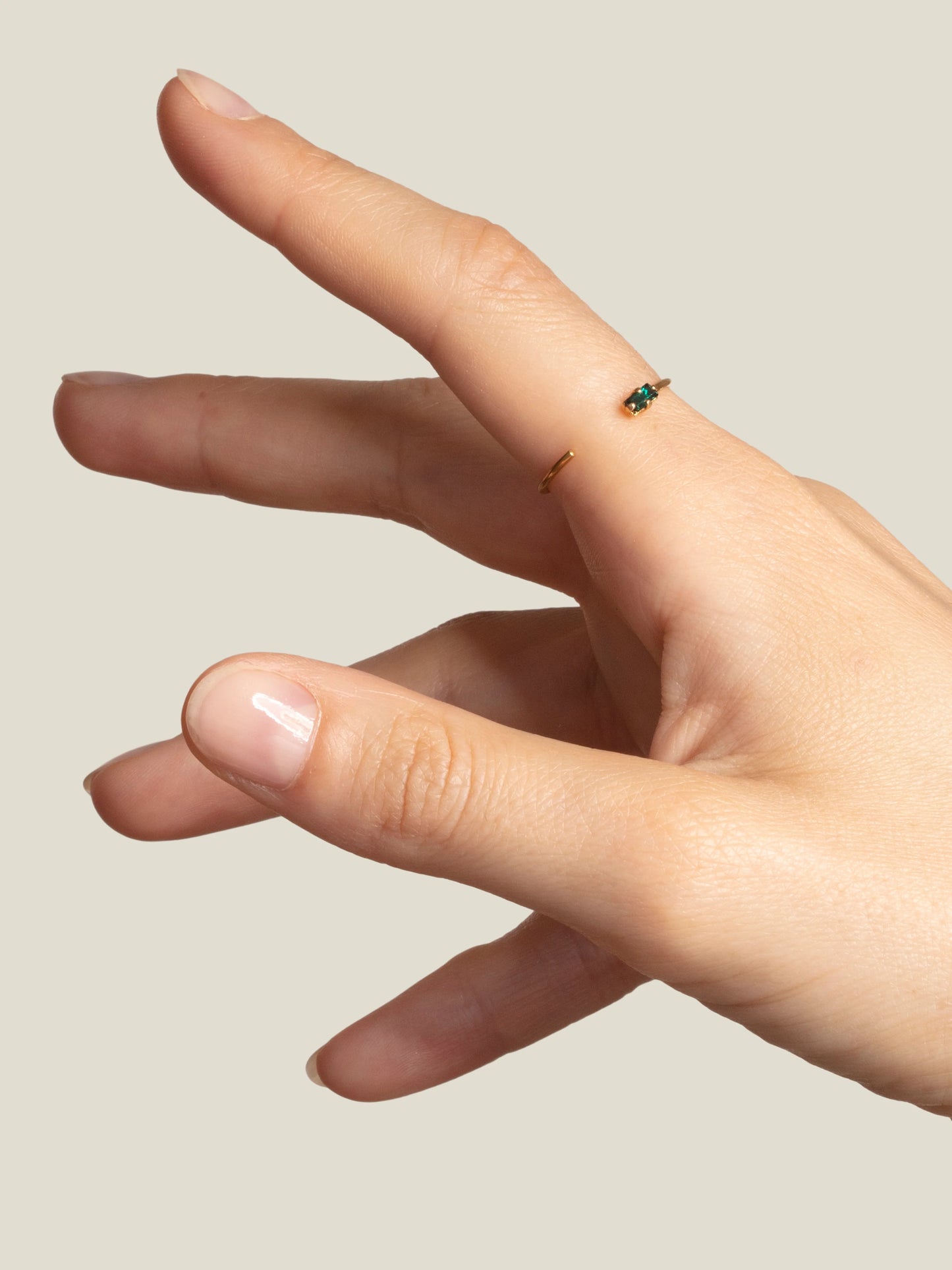 Jules - trendiges verstellbares Ringset - Grün / Vergoldet