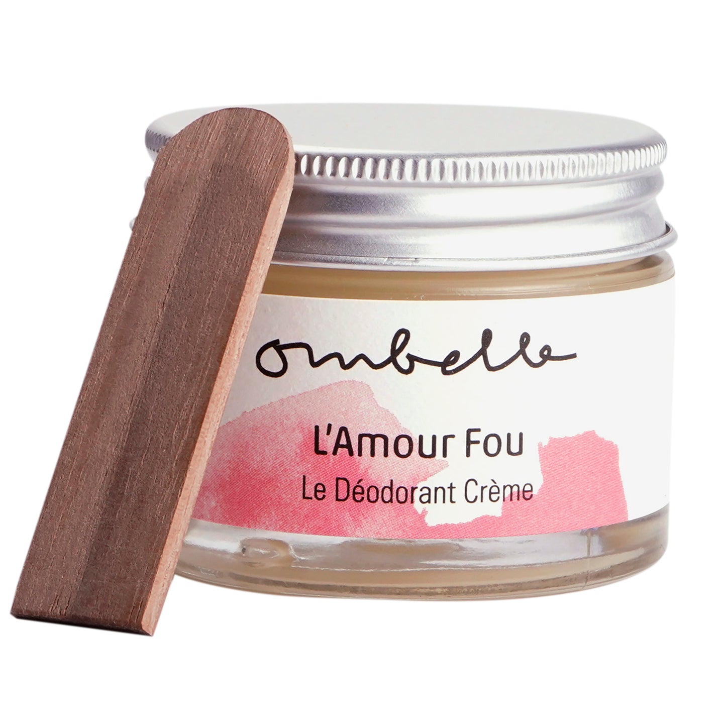 Ombelle L’Amour Fou 35g Bio Deocreme im Glastiegel mit Metalldeckel und Holzspatel Shea Butter unraffiniert Fair Trade ohne Aluminiumsalze.